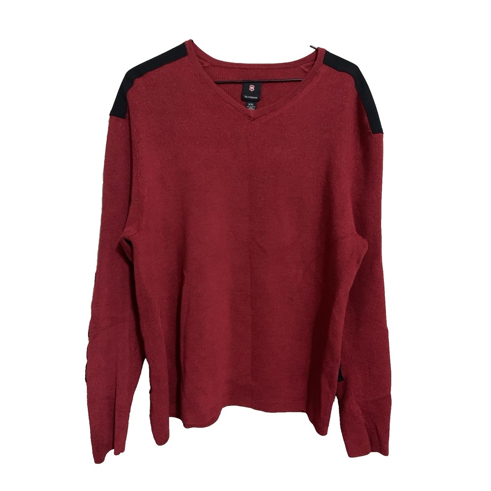 Victorinox V Neck 100%‎ Merino Wool Sweater Outdoors Red Men's XXL